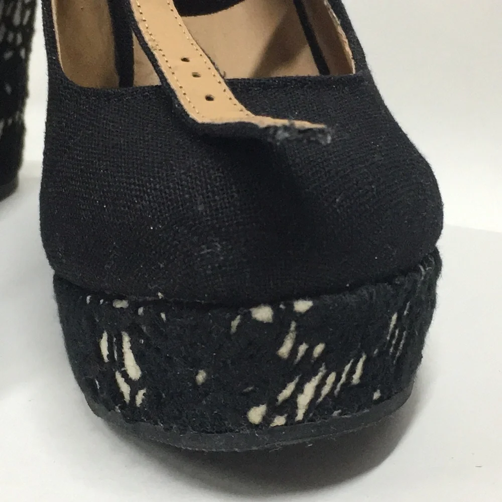 LADIES’ Soda Glenda Black Lace Wedges (7.5M)